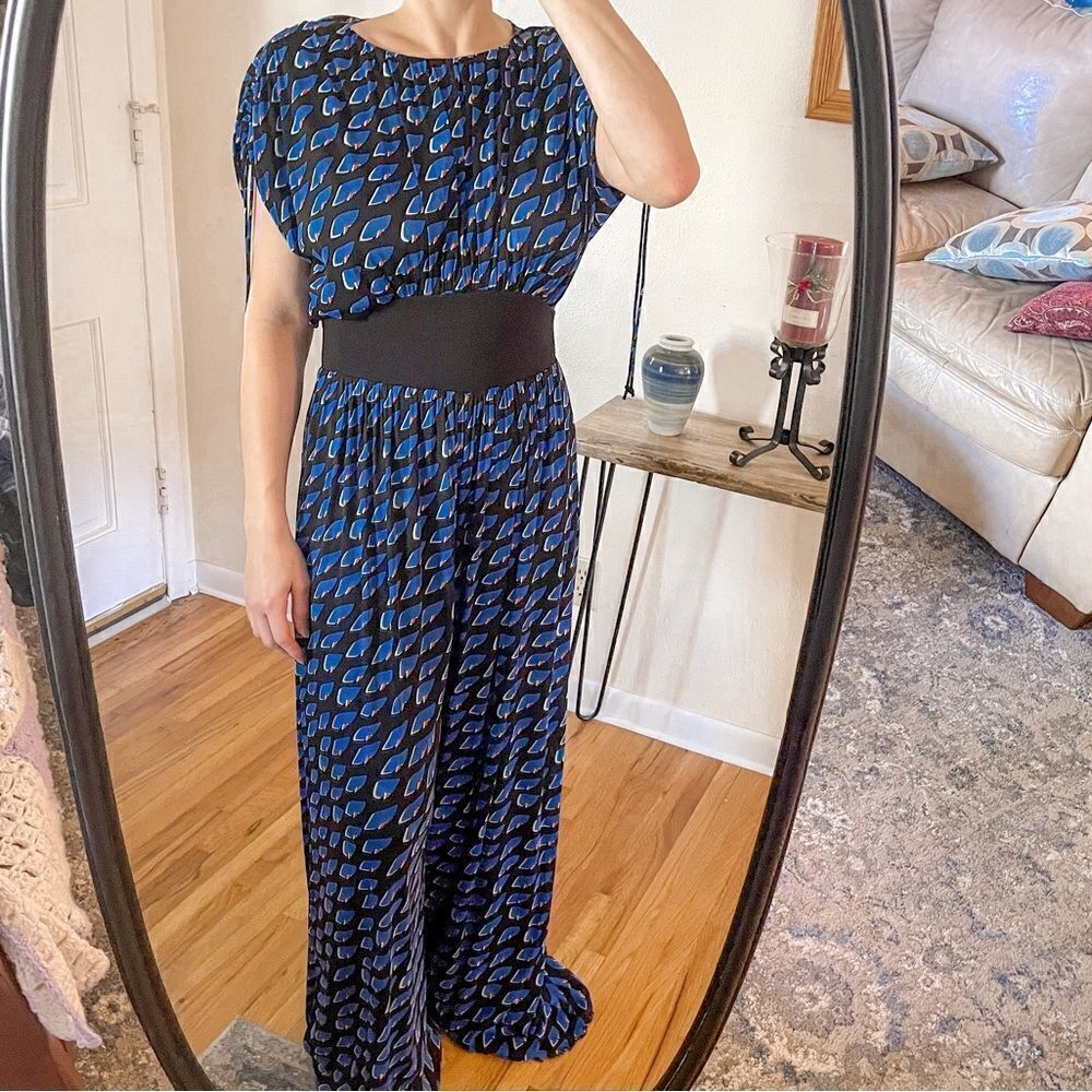 Diane Von Furstenberg Andra Mesh Woven Jumpsuit - Picture 2 of 9